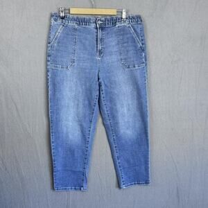 Sonoma Goods For Life Jeans Womens 16R Blue Stretch Elastic Waist Patch Pockets